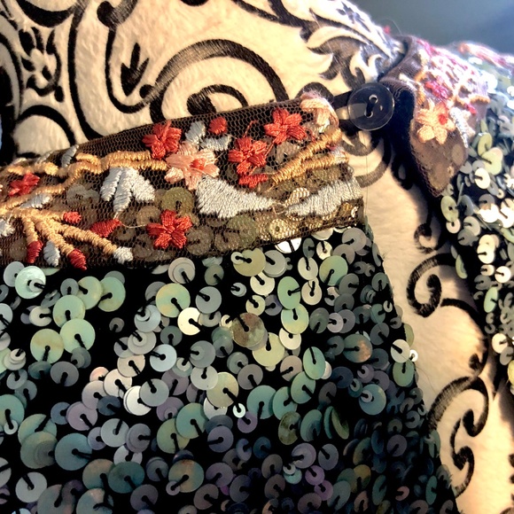 Anthropologie VARUN BAHL Lt Blue Sequin Embroidered Party Short Occasion Dress~2 - Picture 9 of 12